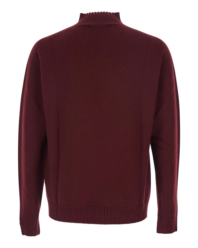 Vivienne Westwood Men's Bordeaux Turtleneck Sweater With Logo Embroidery Virgin Wool Tops Top Bordeaux