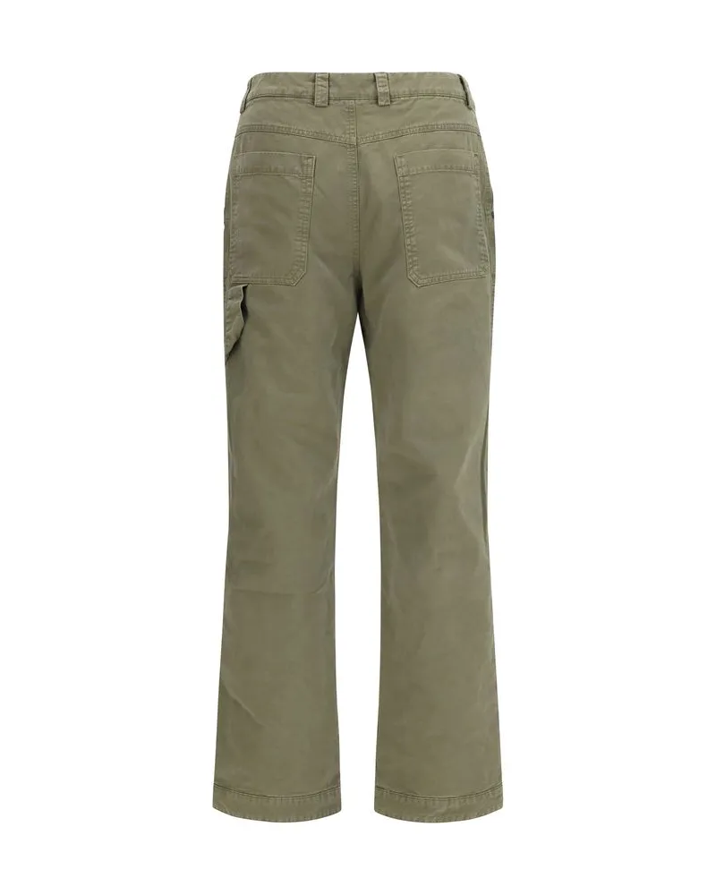 OFF-WHITE Men's Bicolor Cotton Casual Pants Green