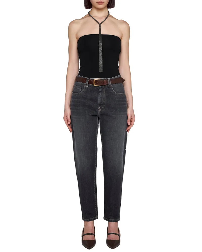 Brunello Cucinelli Women's Tank Top Ribbed Jersey Black Black