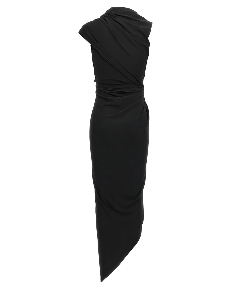 Balenciaga Draped Jersey Dress — Black Black
