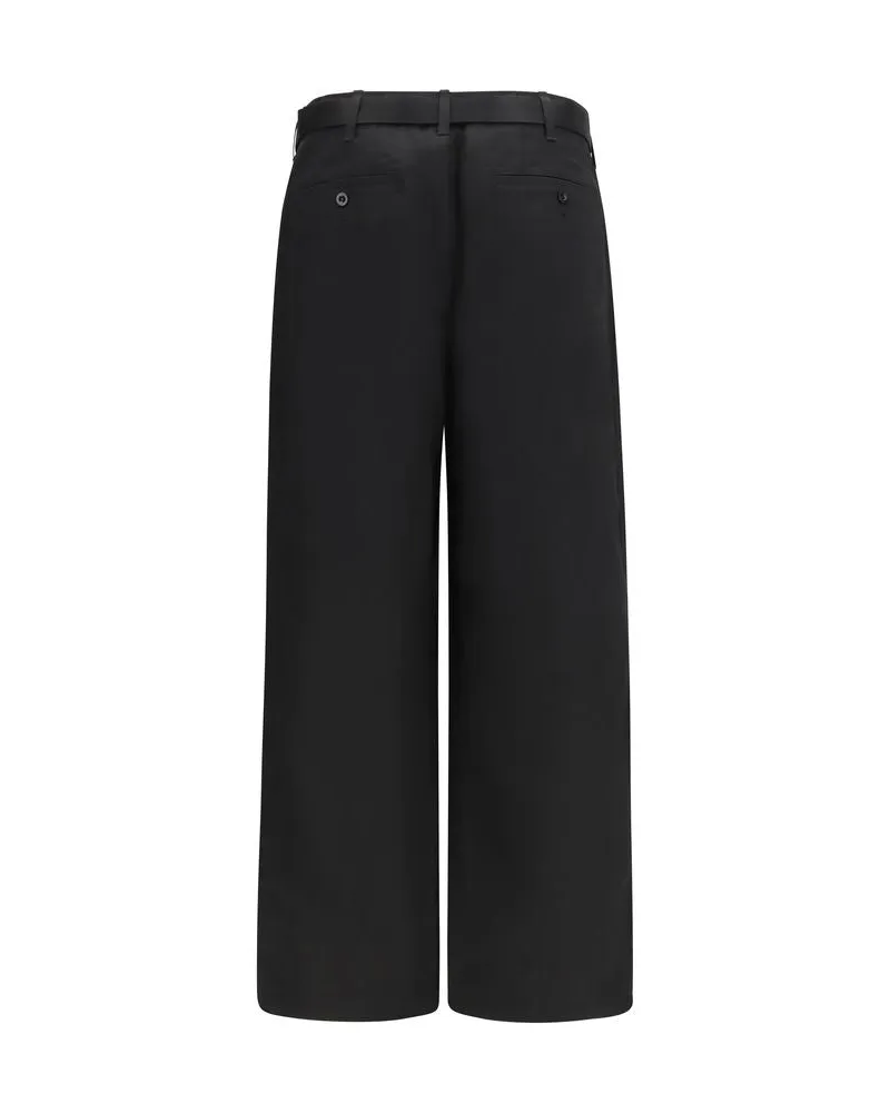Sacai Men's Black Cotton Chino Pants Black