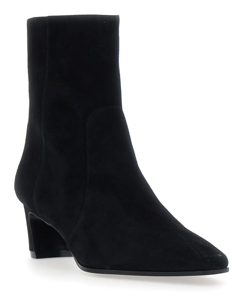 Stuart Weitzman Women's Bootie Stassi Zip Black Leather Upper Boot Black