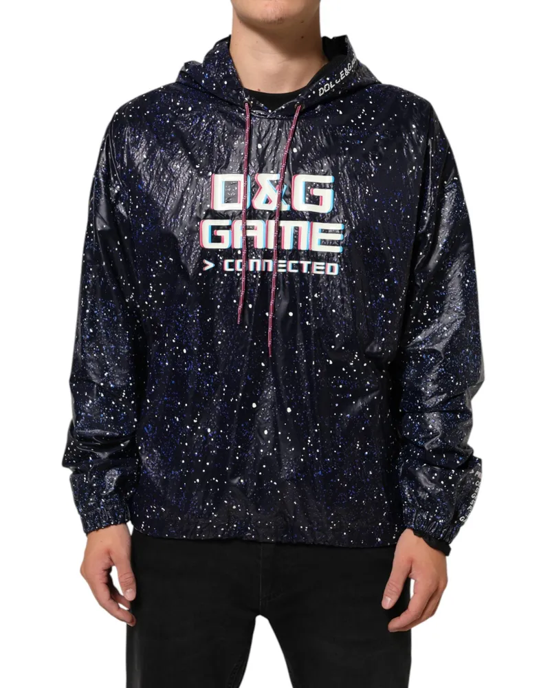 Dolce & Gabbana Blue D&g Game Hooded Men Sweatshirt Sweater Clothing Navy
