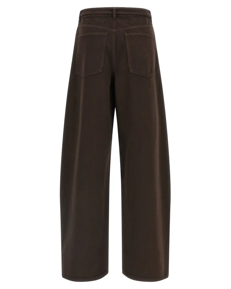 Twin-Set Barrel-Fit High-Waist Jeans — Brown Brown