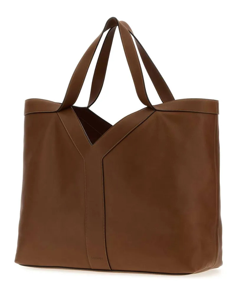 Saint Laurent Men's Brown Leather Oversize Shopping Bag Brickebony Exterior: Calf Lining: Suede Borse A Mano Brown