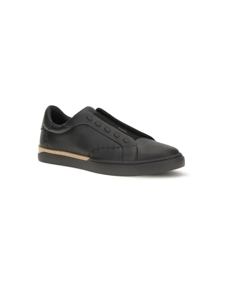 Fendi Men's Black Calf Leather Bos Taurus Sneakers Black