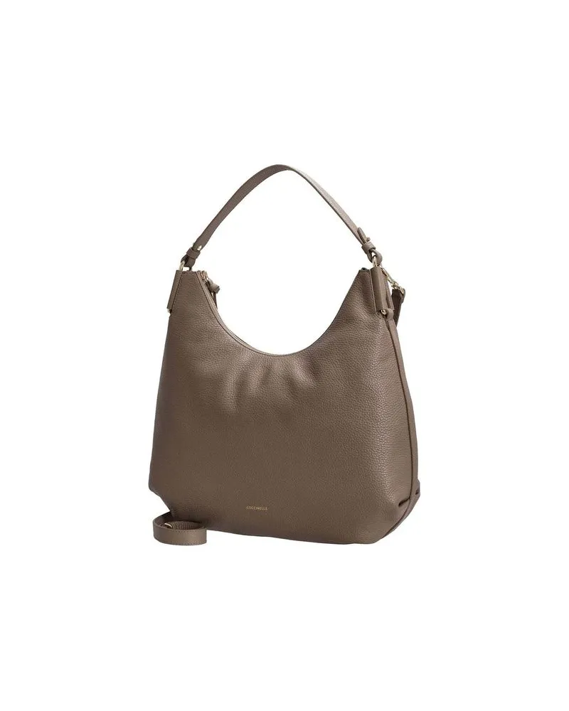 Coccinelle Rebekka Leather Hobo Bag — Taupe Taupe