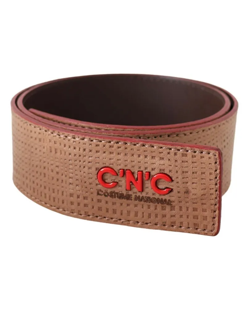 CoSTUME NATIONAL Women's White Leather Logo Fashion Waist Belt Beige Beige