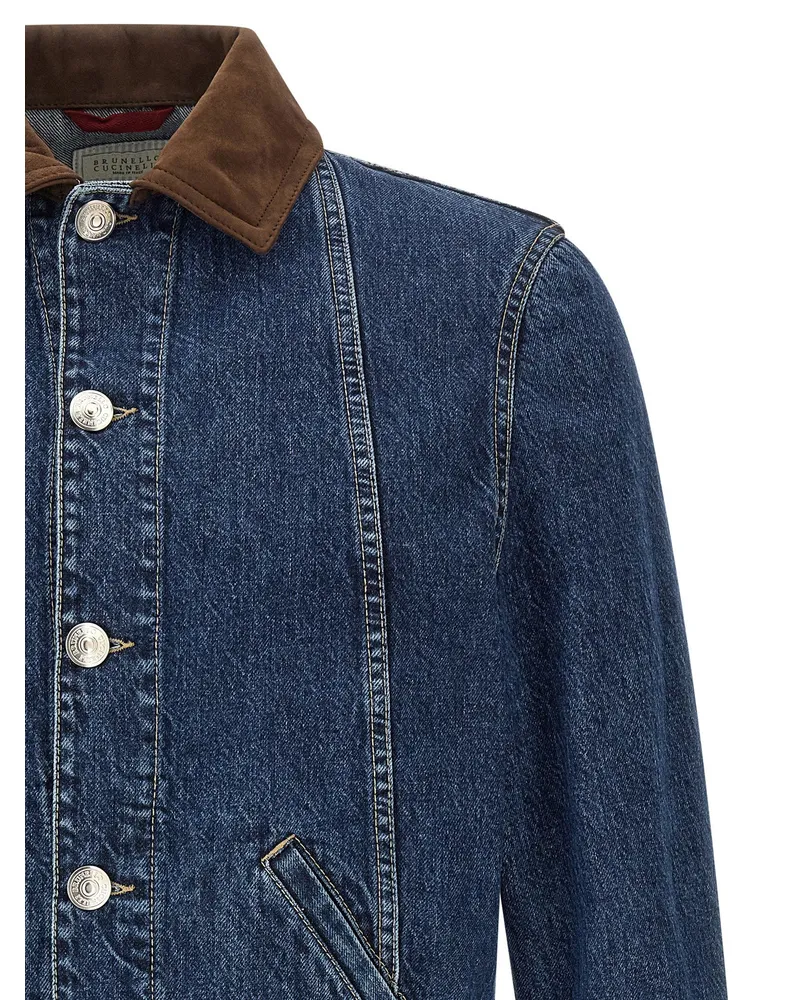 Brunello Cucinelli Denim and Suede Jacket — Blue Blue