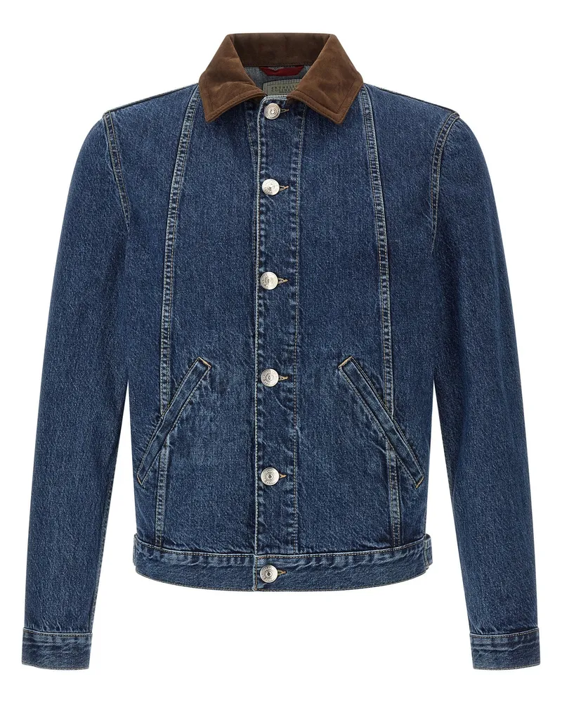 Brunello Cucinelli Denim and Suede Jacket — Blue Blue