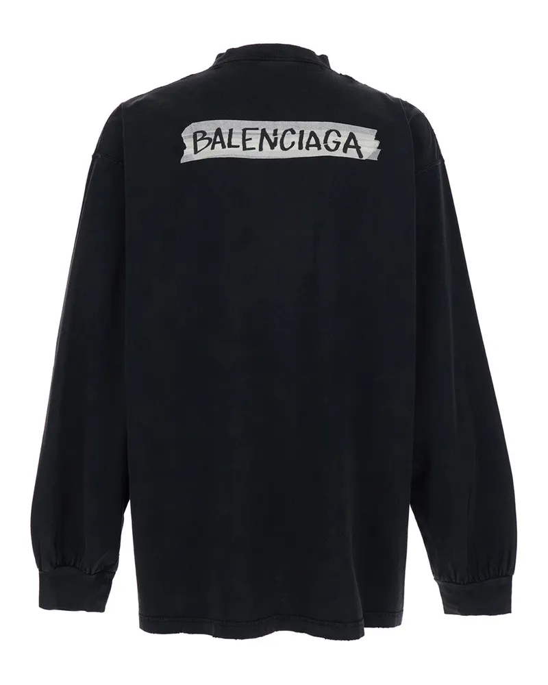 Balenciaga Men's Sweatshirt, Black Cotton T-Shirts And Polos Black