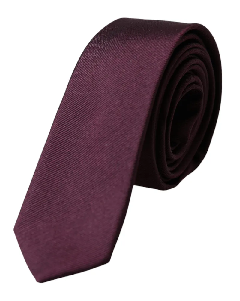 Dolce & Gabbana Bordeaux Solid Silk Adjustable Men Tie Burgundy