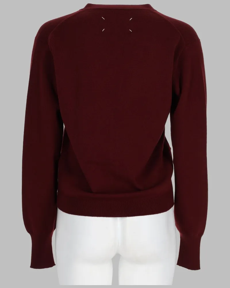 Maison Margiela Virgin Wool Cardigan — Bordeaux Bordeaux