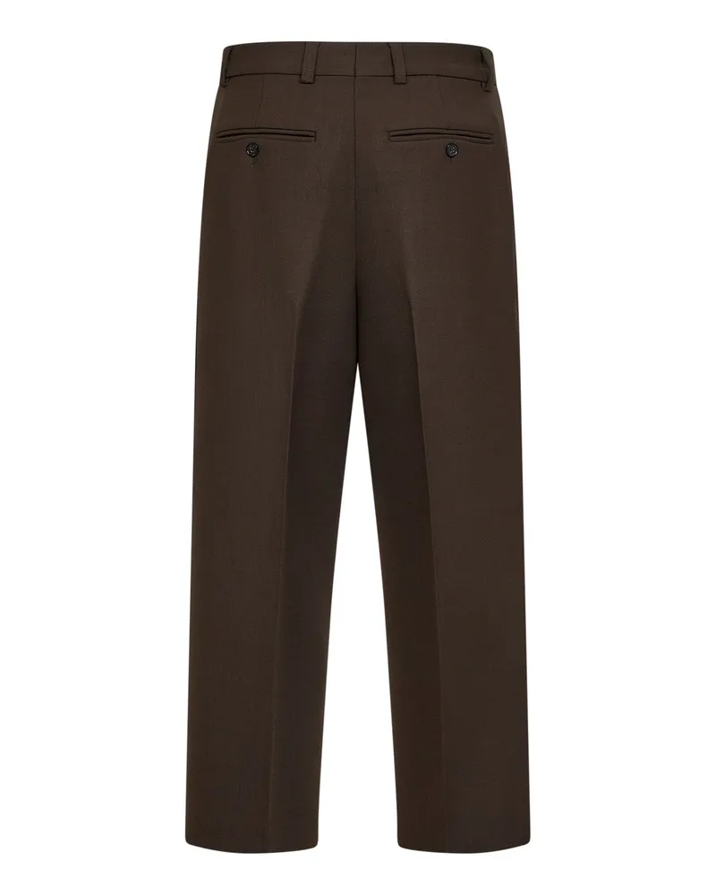 Totême Women's Bark Stretch Wool Blend Straight Trousers Brown Polyamide Brown