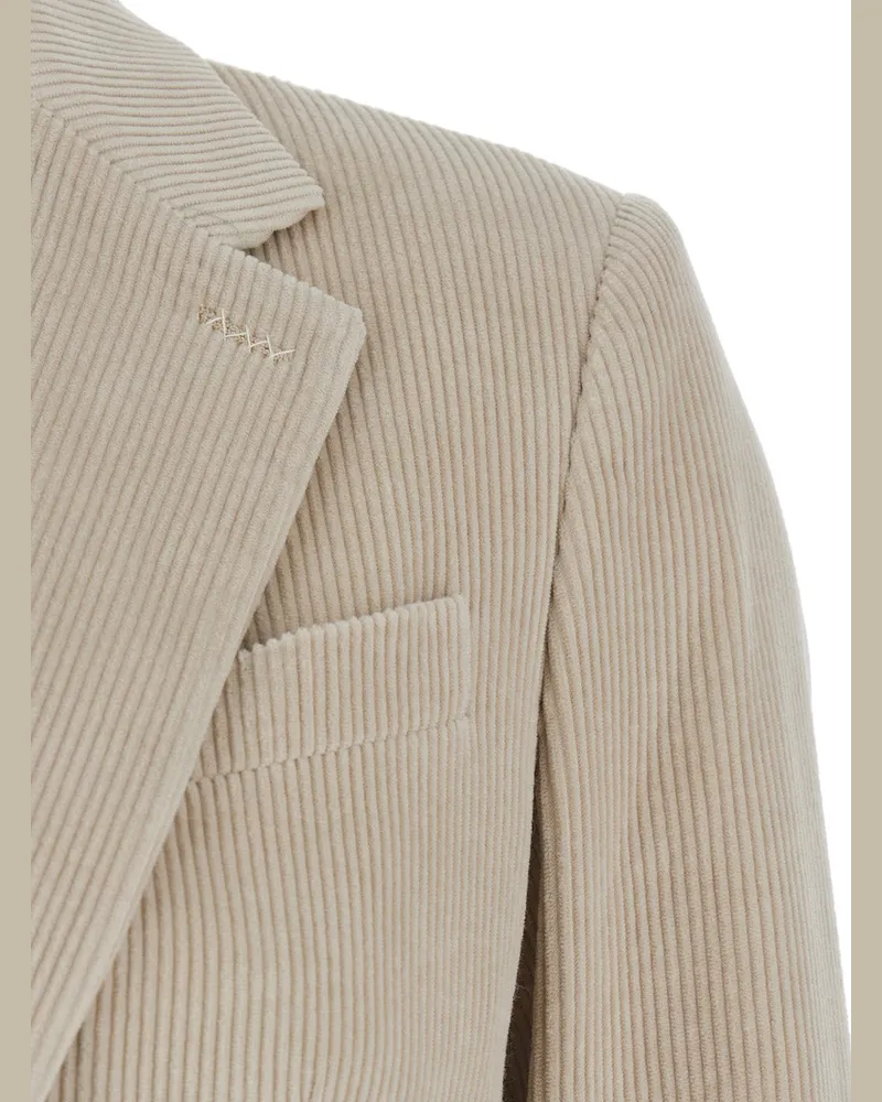 Max Mara Women's Beige Single-Breasted Jacket With Notched Revers Cotton Blazers Beige