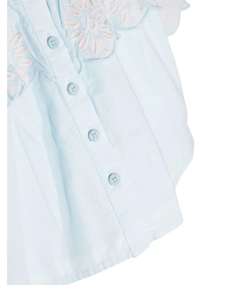 Stella McCartney Square-Neck Cotton Blouse — Blue Blue