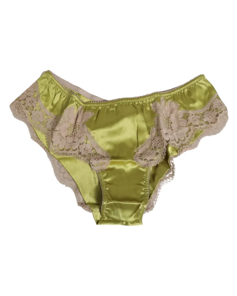 Dolce & Gabbana Women Green Silk Satin Lace Trim New Slip Underwear Clothing Green