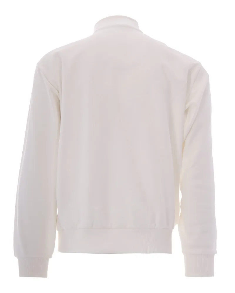 Lacoste Men's Sweatshirt High-Neck Zip Flour Cotton Sweatshirts Sweater White