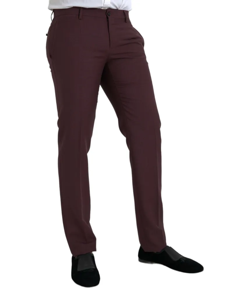 Dolce & Gabbana Wool-Mohair Blend Trousers — Maroon Maroon