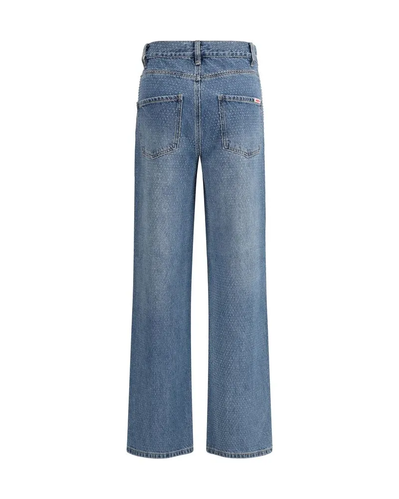 Self-Portrait Women's Blue Cotton Straight-Leg Jeans Clothing Blue