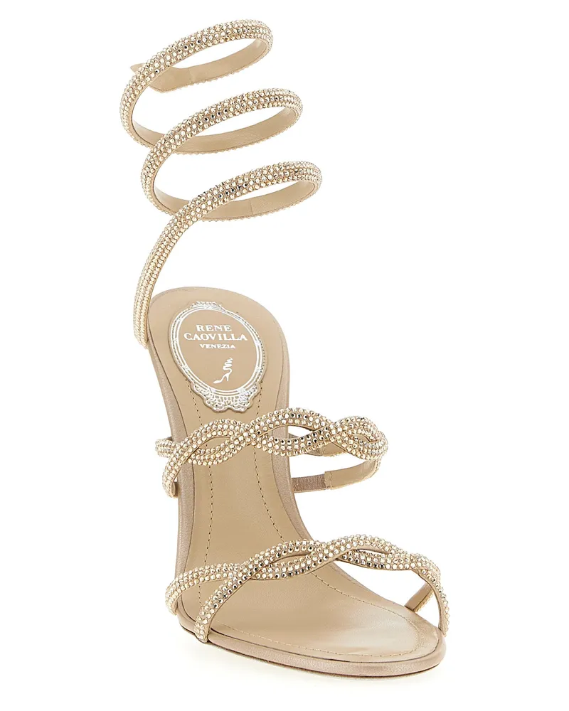 René Caovilla Braid Cleo Heel — Beige Beige