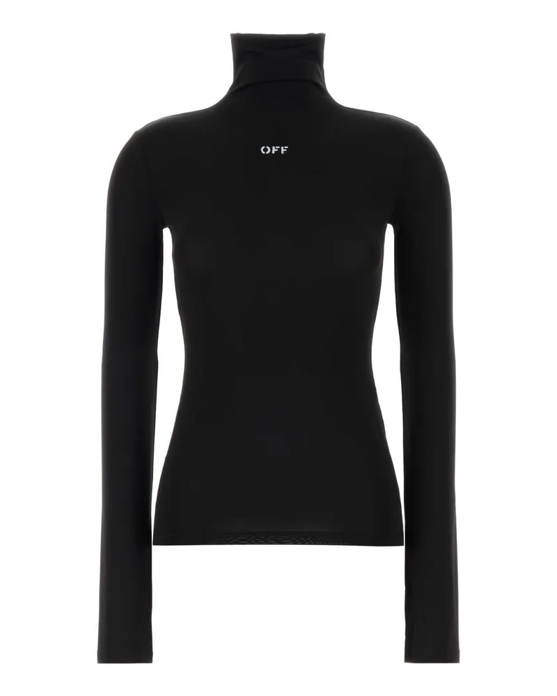 OFF-WHITE Logo-Embroidered Jersey Turtleneck Sweater — Black Black