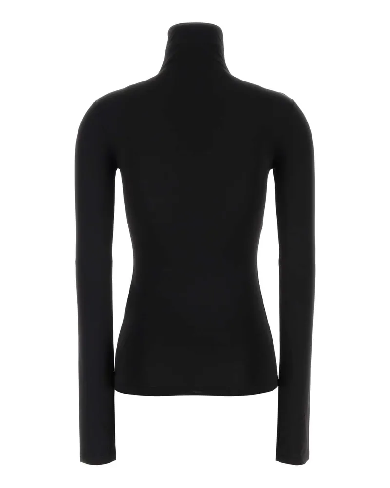 OFF-WHITE Women's Black Jersey T-Shirt Black-White Exterior: Acetate Elastane Maglieria Sweater Black