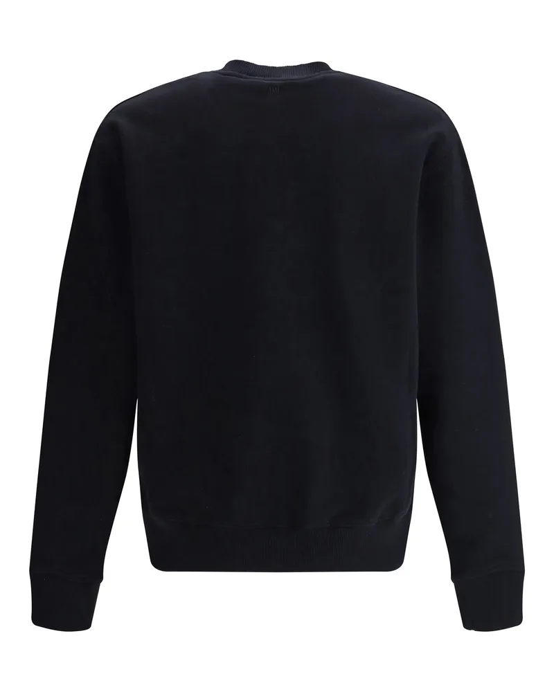 AMI Paris Men's Logoed Sweatshirt Noir Cotton Sweatshirts Sweater Black