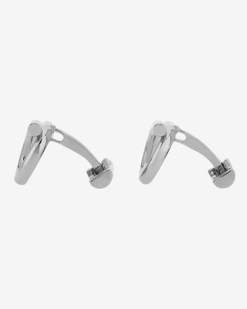 Ferragamo Brass Hook Design Cufflinks — Silver Silver