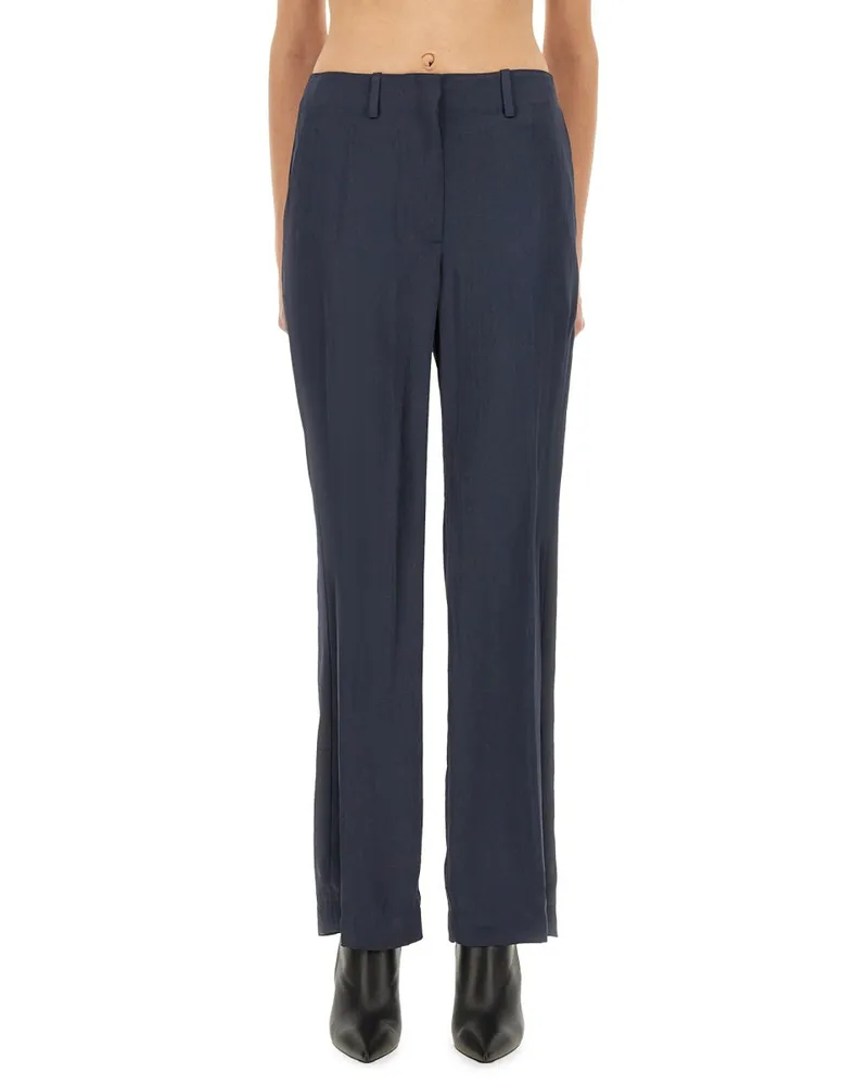 Theory Satin Recycled Polyester Trousers — Blue Blue
