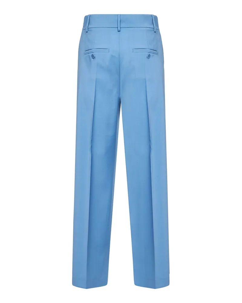 Max Mara Women's Light Blue Palazzo Trousers Virgin Wool Blue