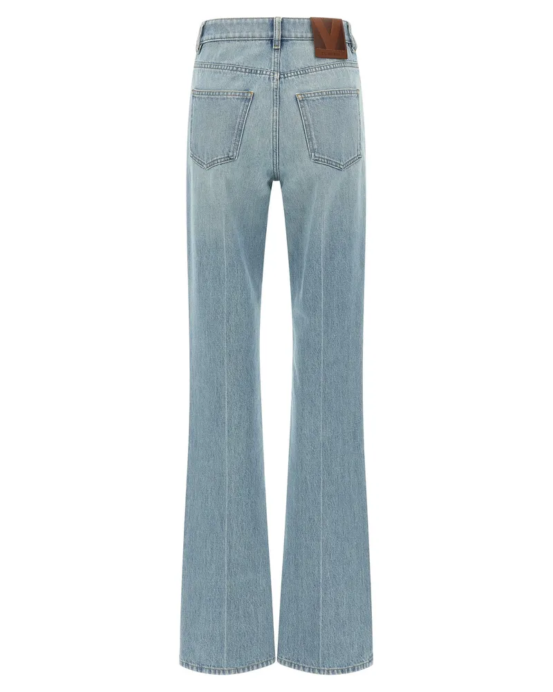 Valentino Garavani High-Waist Stone-Washed Denim Jeans — Blue Blue