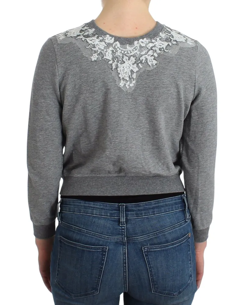 Ermanno Scervino Lace-Detail Cotton Cardigan — Gray Gray