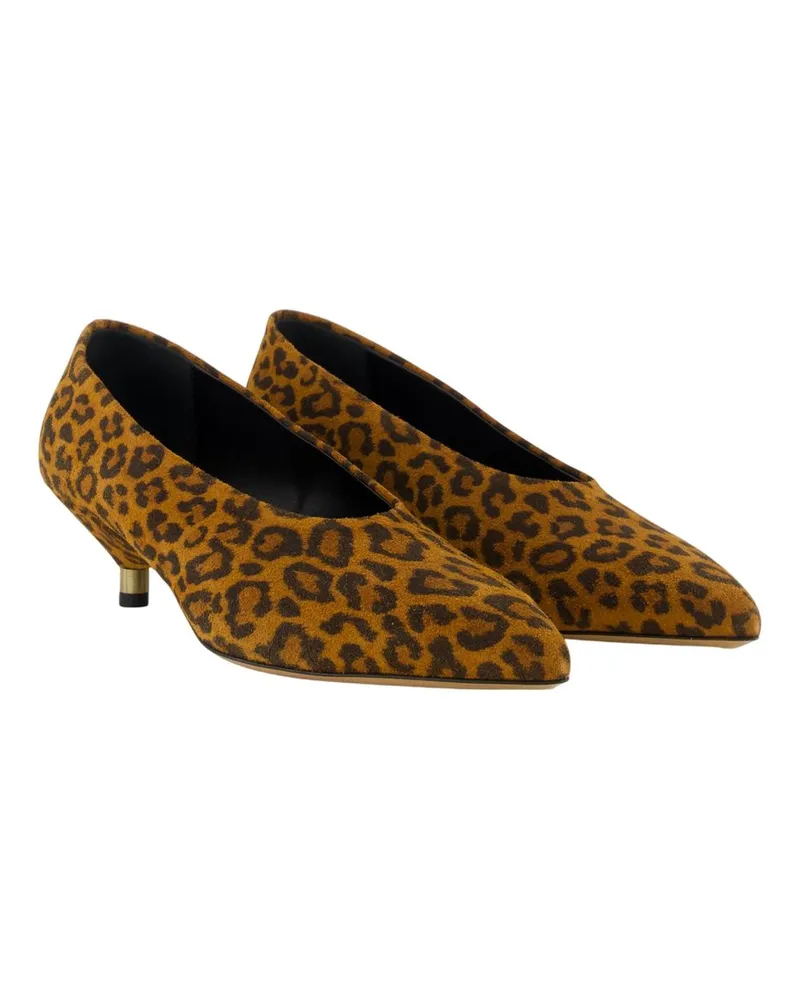 Isabel Marant Women's Ebisa Pumps -  Leather Printed Calfskin Shoes Brown