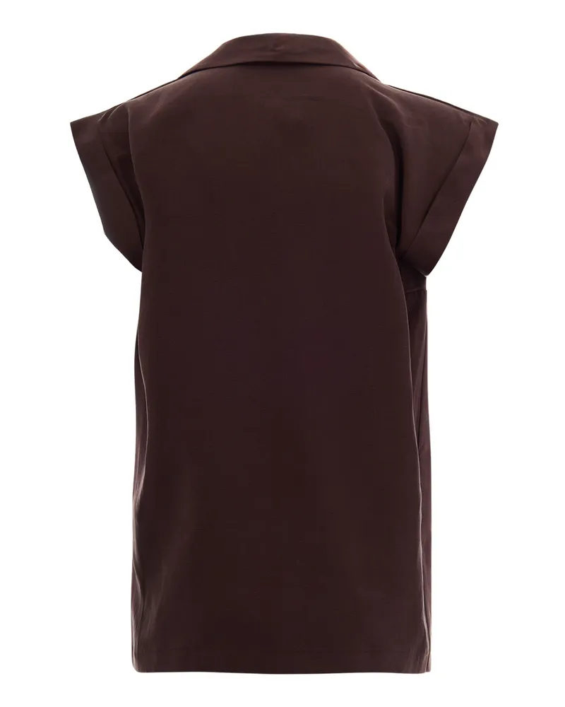 Liu Jo Women's Gilet Sacher Lyocell-Linen Waistcoats & Gilets Brown