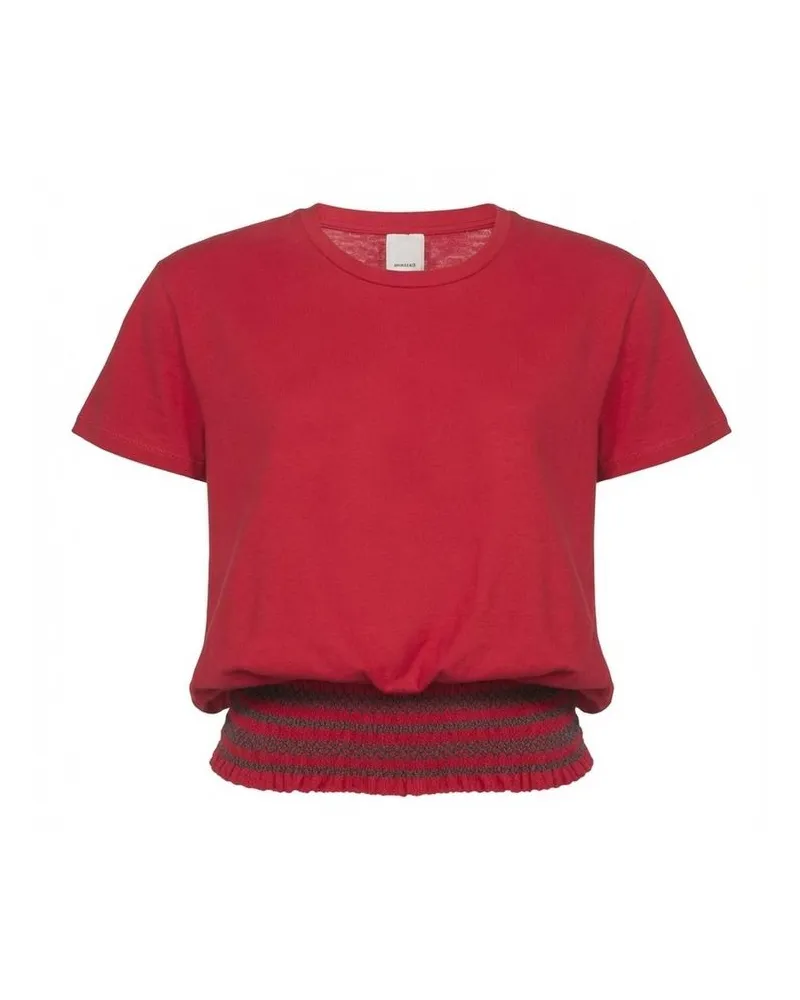 Pinko Ruched-Hem Cotton-Linen Sweatshirt — Red Red