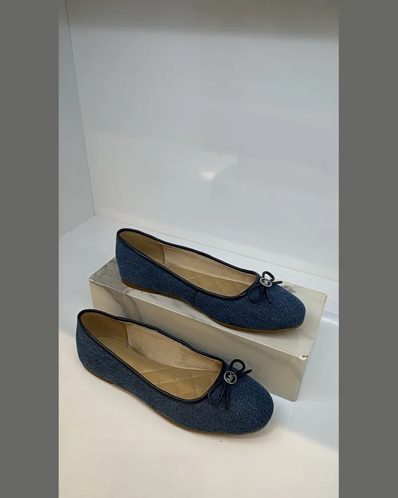 Michael Kors Women's Ballet Flats Dark Vintage Blue Wash Denim Footwear Blue