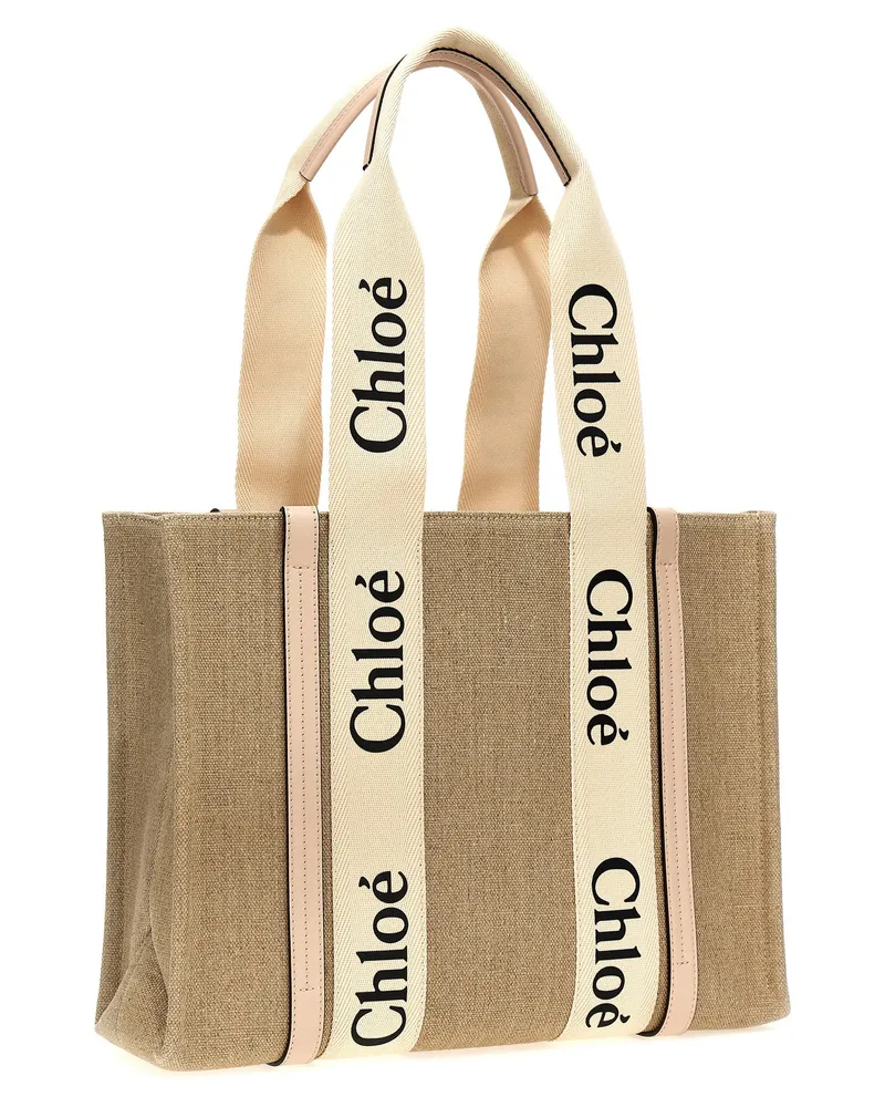 Chloé Woody Tote Bag — Beige Beige