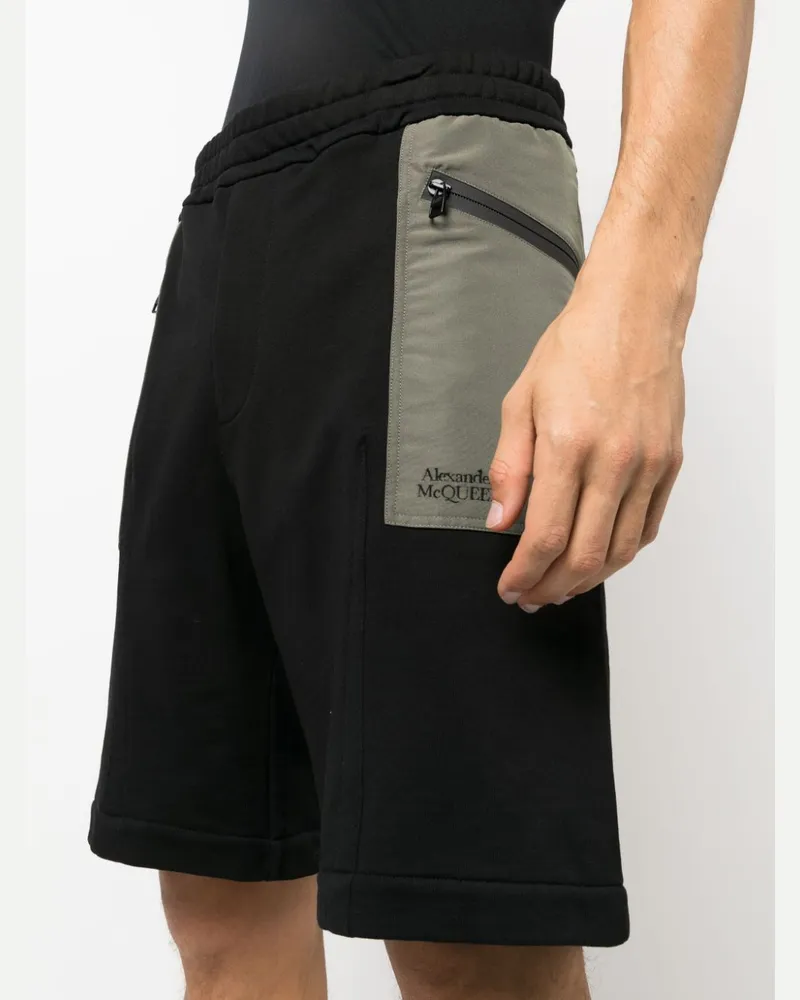Alexander McQueen Two-Tone Organic Cotton Shorts — Black Black