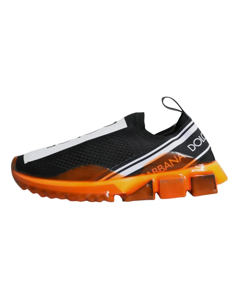 Dolce & Gabbana Men's Black Orange Sorrento Slip On Sneakers Shoes Black