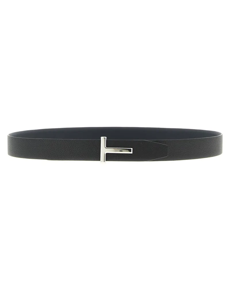 Tom Ford Hammered Leather Reversible Belt — Black Black