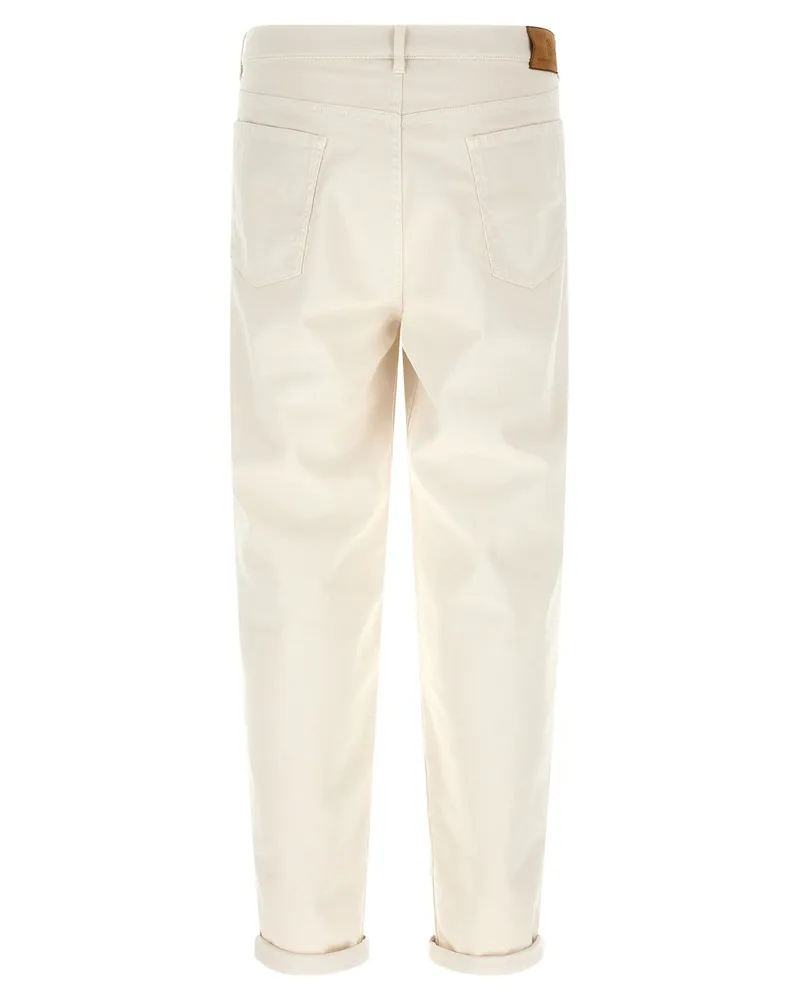 Brunello Cucinelli Garment-Dyed Cotton Canvas Jeans — Ecru Ecru