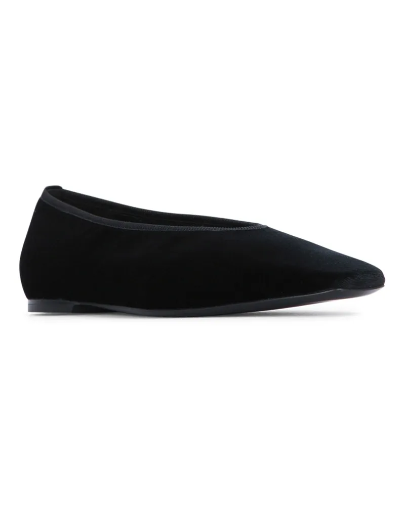 Totême Women's Minimalist Velvet Ballerinas Black Ballerine Flat Shoes Black