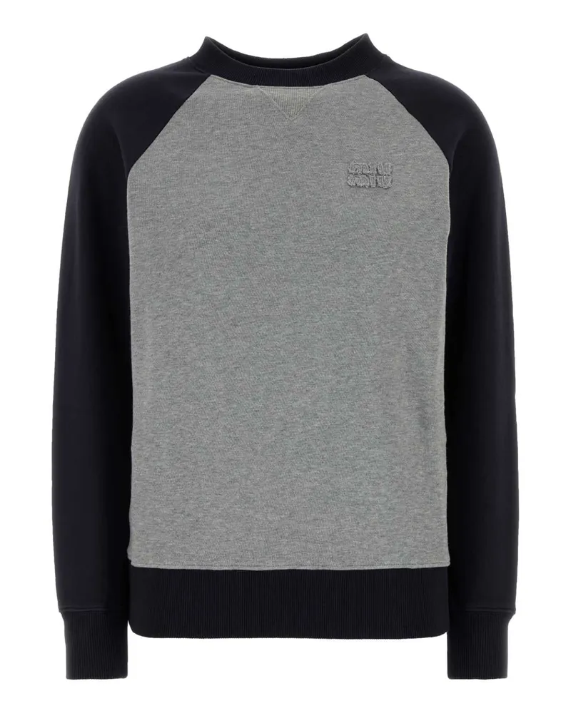 Miu Miu Color-Block Cotton Sweatshirt — Gray Gray