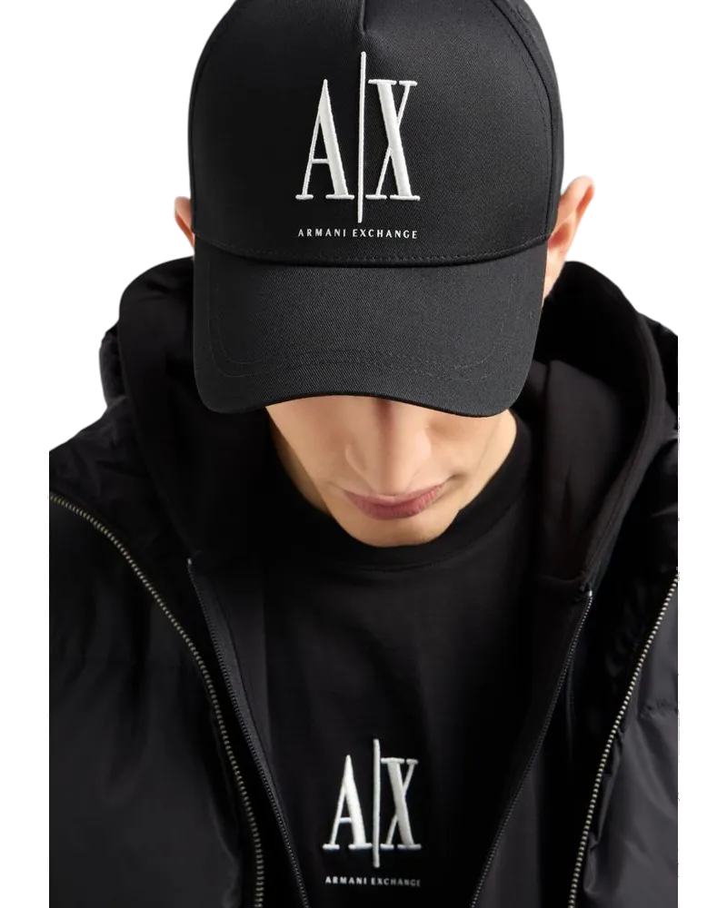Armani Exchange AR15955500009RO Embroidered Logo Baseball Cap — Black Black