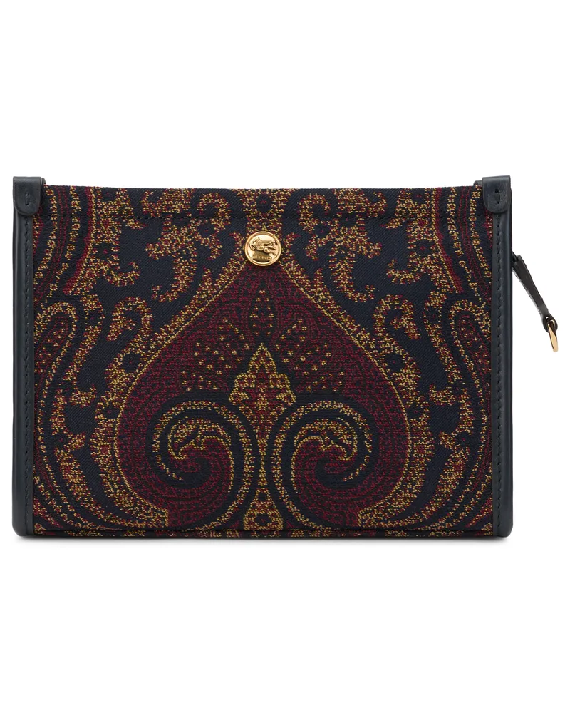 Etro Women's Clutch Pouch Paisley Multicolour Polyester Bags Navy