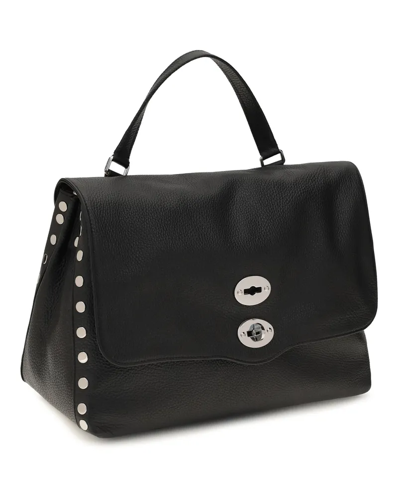 Zanellato Women's Medium Postina Daily Handbag Black Nero Calf Leather Bos Taurus Handbags Hand Bags Black