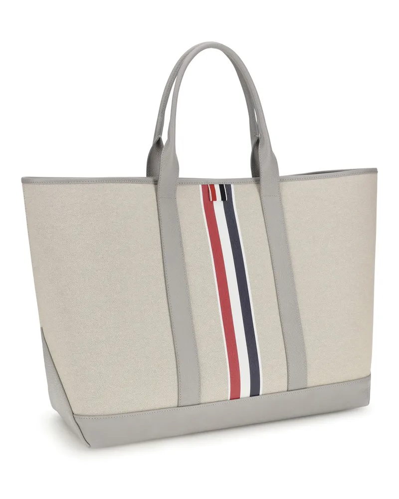 Thom Browne Men's Canvas Tote Bag Lt Grey Shoulder Beige
