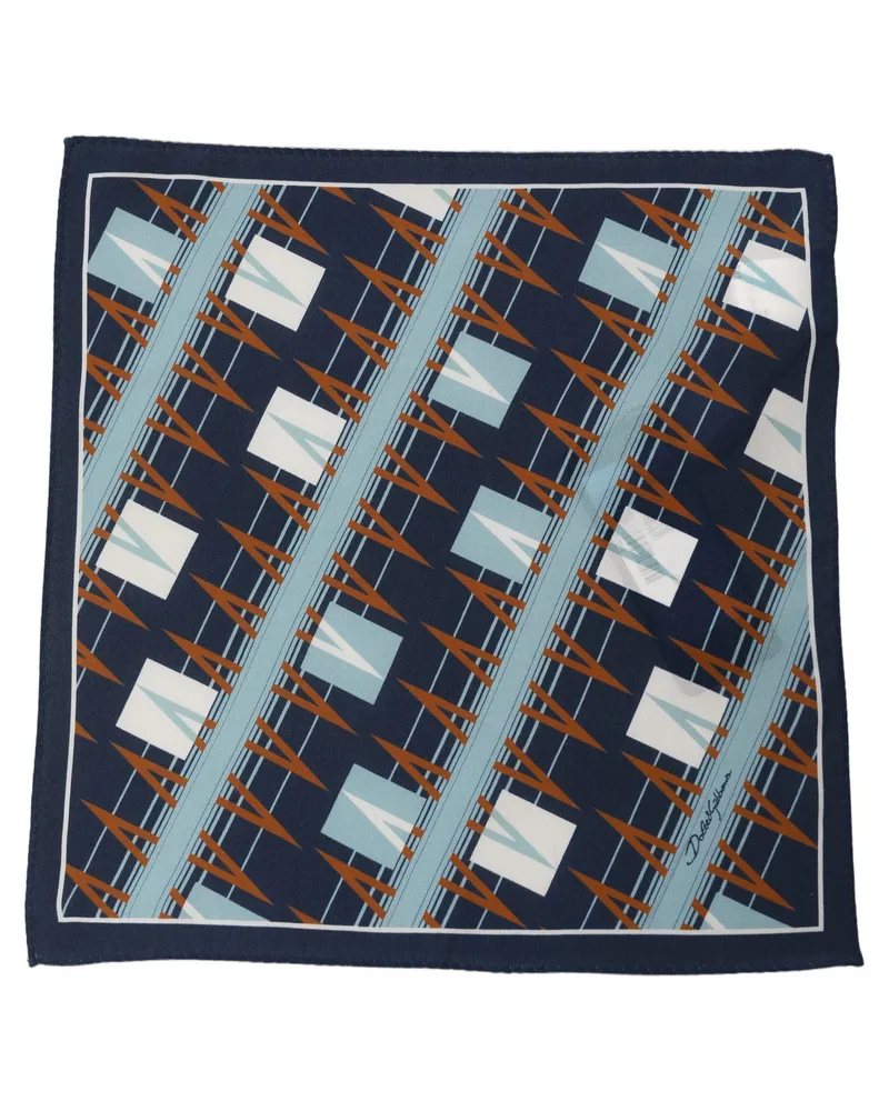 Dolce & Gabbana Abstract Geometric Silk Pocket Square — Navy Navy