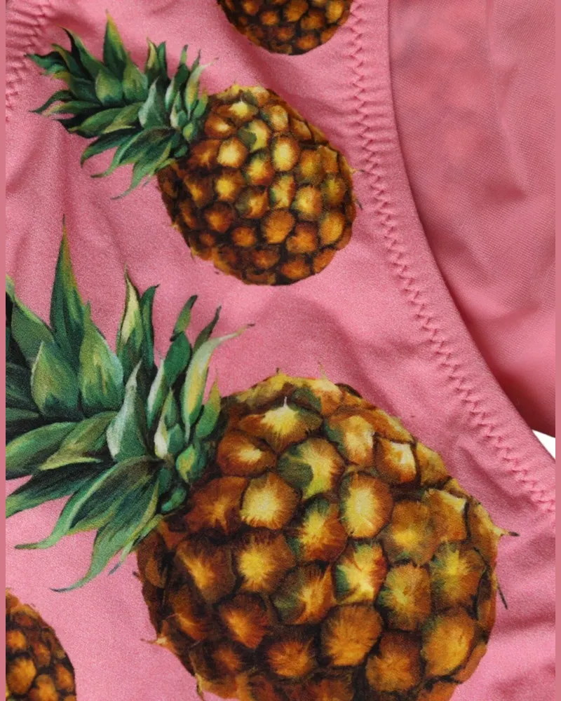 Dolce & Gabbana Women Pink Pineapple Swimsuit Bikini Bottom Swimwear Nylon Elastane Clothing Pink